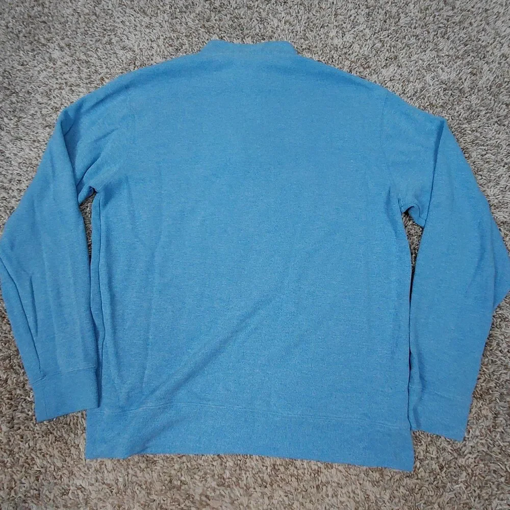 Peter Millar Tri Blend Melange Quarter Zip Sweater Mens Medium Blue Golf Preppy